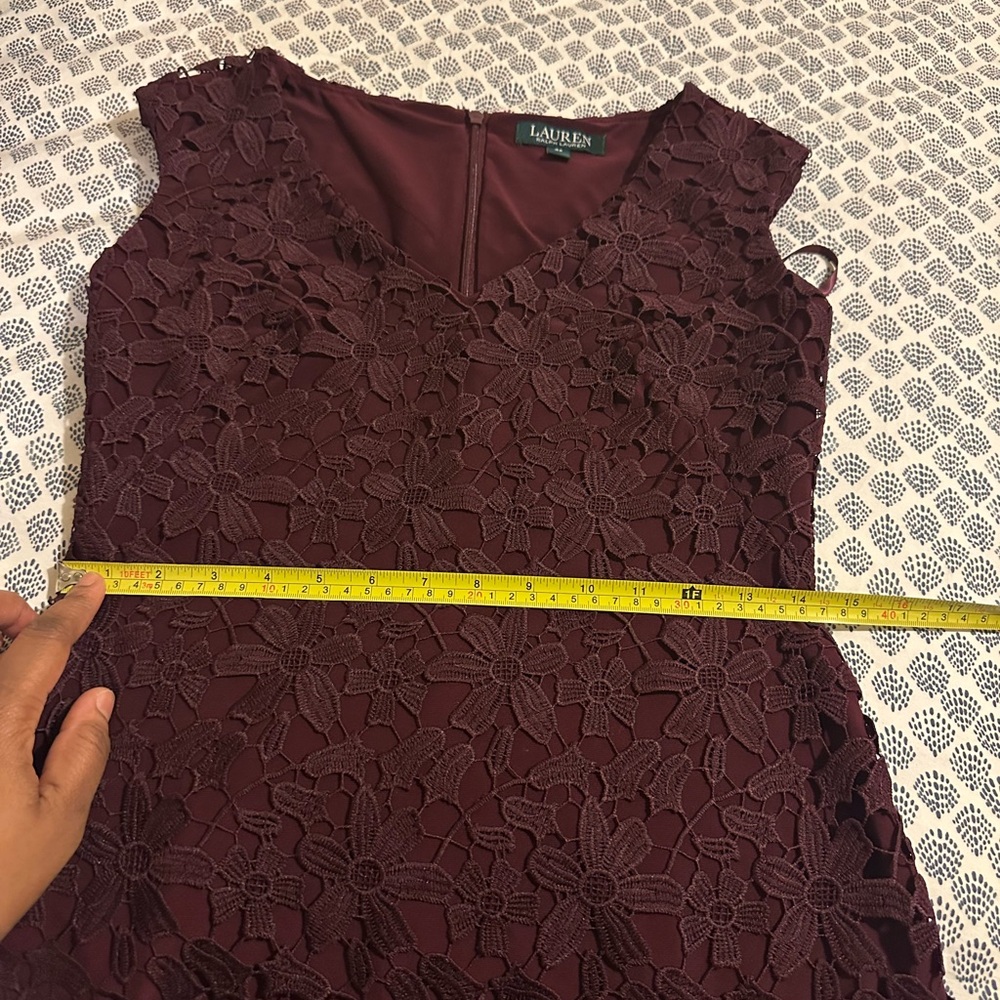 LAUREN RALPH LAUREN BEAUTIFUL BURGUNDY LACE CASUAL COCKTAIL ,PARTY DRESS… - Picture 13 of 15